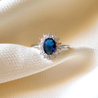 Solitario Zafiro Plata