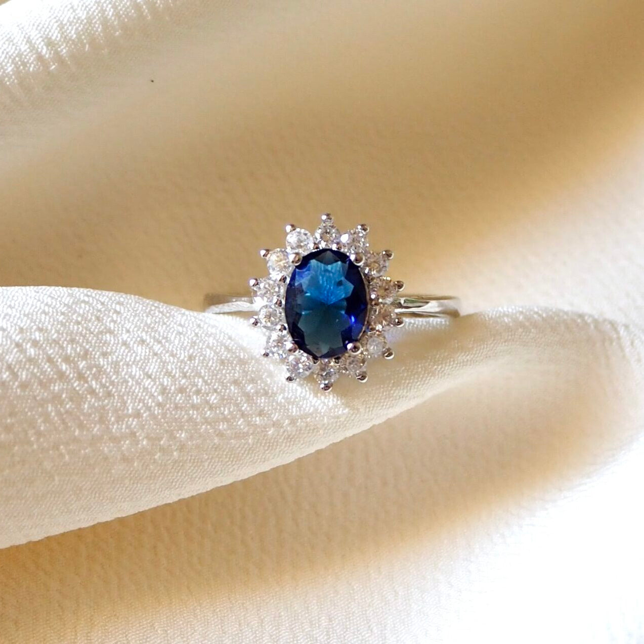 Solitario Zafiro Plata